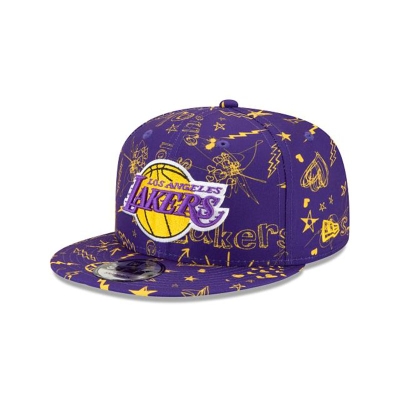 Los Angeles Lakers Gorra | New Era NBA Doodle 9fifty Snapback Cap Mexico - Morados
